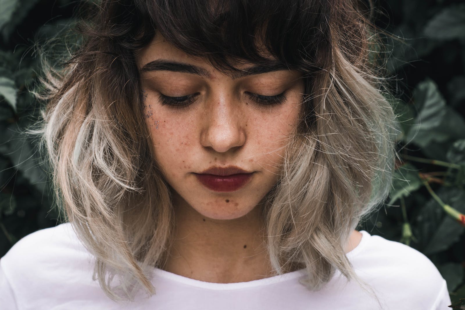 Woman In White Crew Neck Shirt